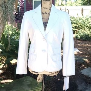 Pamela McCoy cream leather blazer type jacket, never worn. Size XS.